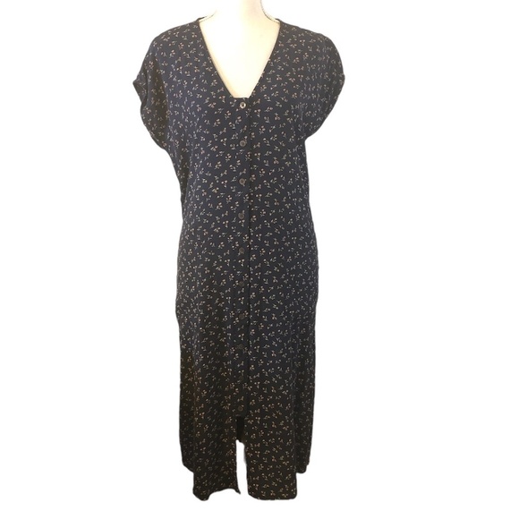 MADEWELL Easy Midi Dress in Spring Fling Women's Size Medium Blue Ditsy Floral - Picture 1 of 10